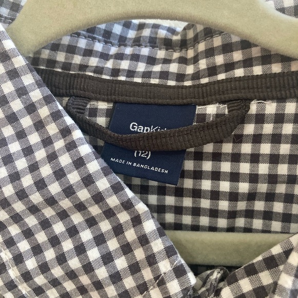 Gap kids size 12 crisp cotton button front shirt.Great quality black white check - Picture 3 of 9